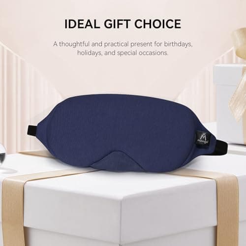 Mavogel Cotton Sleep Mask - 100% Handmade, Light Blocking Sleep Eye Mask with Updated Bending Nose Design, Soft Sleeping Mask for Women Men, for Sleep/Office/Naps, Includes Travel Pouch (Starry Blue) 8
