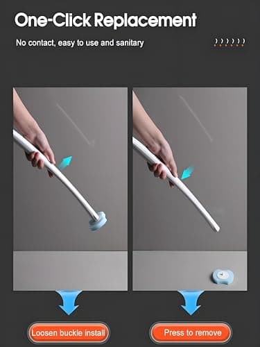 Disposable Toilet Brush with 48 Refill Heads and Holder– Includes Storage Caddy&Toilet Bowl Wand, Wall-Mount Scrubbing Toilet Brush Bathroom Cleaning Kit (1 Wand+48 Refills) 7