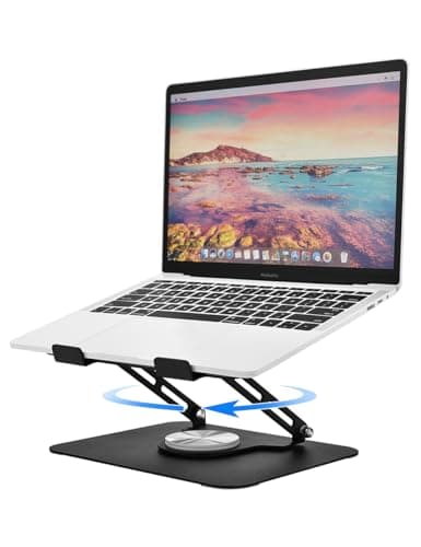 LEEPONE Laptop Stand for Desk, Adjustable Computer Stand with 360° Rotating Base, Laptop Riser Compatible with MacBook Air/Pro, Dell, HP, Lenovo and All 10-17'' Laptops