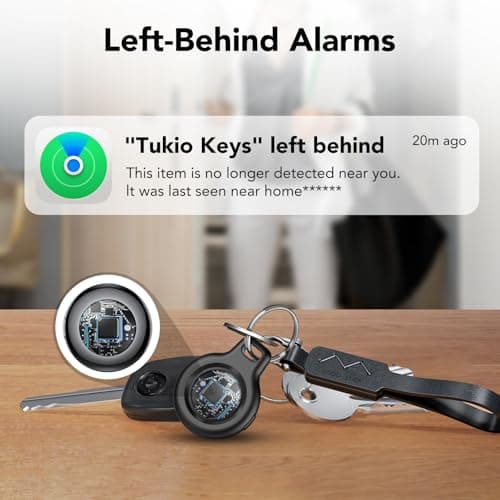 2026 New [Apple MFi Certified] Air Tracker Tags-4 Pack (iOS Only), Tukio Bluetooth Tracker for Apple Find My, Replaceable Battery, Key Finder and Item Locator Smart Tag for Keys, Bag, Luggage and More 5