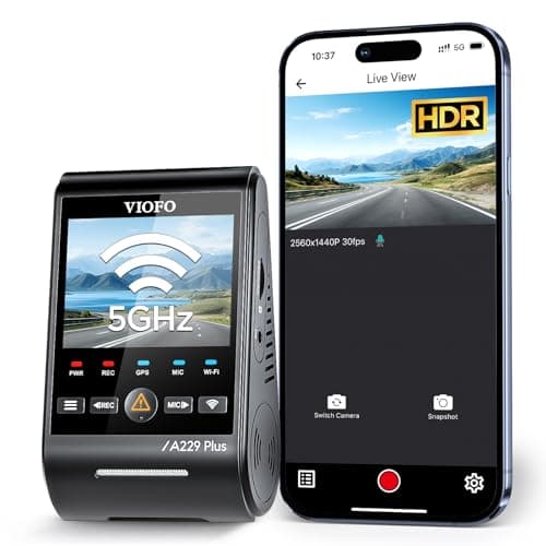 VIOFO A229 Plus 1CH 2K HDR Front Dash Cam with 5MP STARVIS 2 Sensor, Voice Control, 5GHz WiFi, Ultra-Precise GPS, 24H Parking Mode, Support 512GB Max