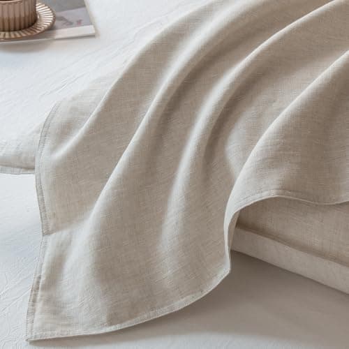 EVERLY 100% Linen Pillowcases Set of 2, French Linen from Normandy, 20X26Inch Standard Size, Natural Color, Coconut Buttons Closure, Flax Pillowshams-Pillowcase-Linen 6