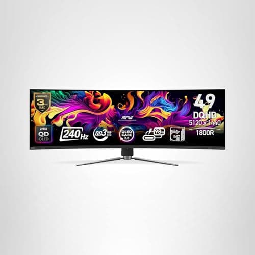 msi MPG 491CQPX QD-OLED 49-inch QD-OLED 5120 x 1440 (DQHD) Computer Monitor, 240Hz, Adaptive-Sync, HDMI, Display Port, VGA Port, VESA Mountable, Tilt, Height Adjustable, Speaker, 0.03ms, Black 7