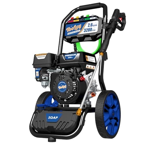 TOOLCY Gas Pressure Washer 3200 PSI & 2.6 GPM, High Performance Engine, Includes Swivel Spray Gun and Wand, 35FT Power Washer Hose, 5 Nozzle Tips, Onboard Soap Tank, for Cars/Driveways/Homes