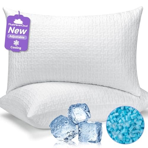 PlushHavenCloud New Adjustable Pillows Queen Size Set of 2 - Cooling Shredded Memory Foam Pillow for Sleeping 2 Pack, Bed Pillows for Side, Back, and Stomach Sleepers, Supportive, Washable Cover 8