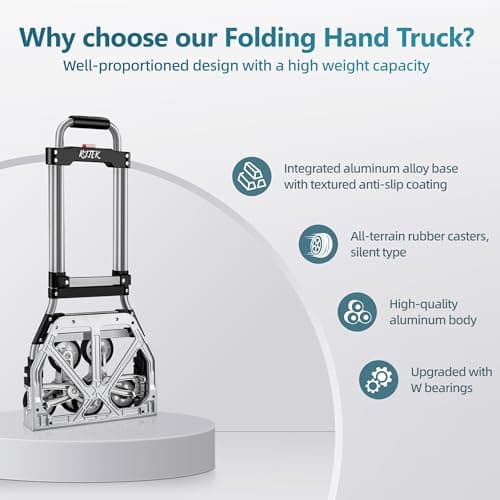 RJTEK 【Upgraded Version】 Stair Climber Hand Truck and Dolly, 220 Lb Capacity Stair Climbing cart Heavy-Duty Trolley Cart Heavy-Duty Luggage cart Stair Dolly Lightweight with Telescoping Handle 6