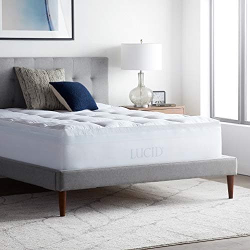 LUCID 4" Down Alternative & Gel Memory Foam Mattress Topper, Queen – Three Toppers in One – Fitted Sheet Style, 100% Cotton 7