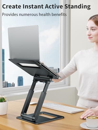 tounee Laptop Stand for Desk Adjustable Height, Telescopic Computer Stand with Pull Out Design Ergonomic Laptop Riser Fits All Laptops 10-17"-Gray 7