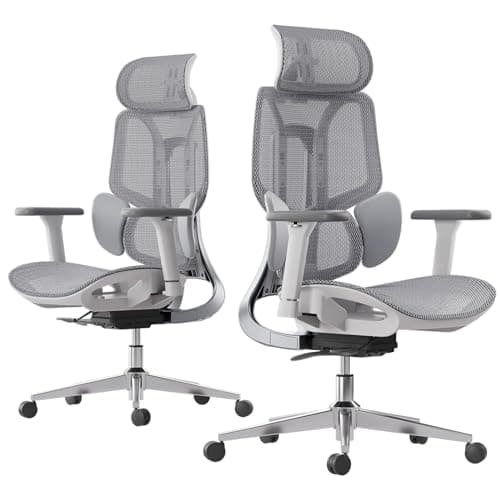 Hbada E3 Air Ergonomic Office Chair, with 3-Zone Dynamic Lumbar Support, 3D Adjustable Headrest, 3D Adjustable Armrests, Grey(No Footrest)