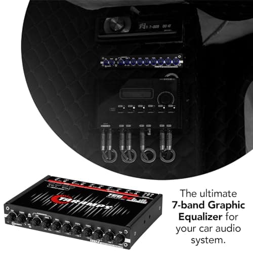 Taramps TEQ 7.4 Stereo 7-band Graphic Equalizer Car Audio Rca Input/Output, Auxiliary Gain, Fader Control 2 Input Channel 3 Output Channel, Blue LED Sound Equalizer 7