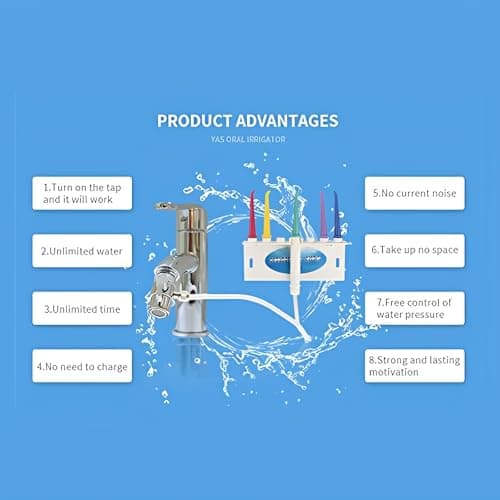 Water Dental Flosser for Family Use 5 Color Jet Tips for Faucet & Shower, Oral Irrigator Non-Electric Safety Water Pressure,Oral Care Tooth Cleaning. Energy Saving & Environmental Protection. 5