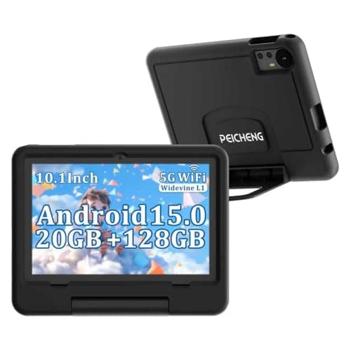 PEICHENG Tablet for Kids with EVA Protective Case, Android 15.0 Toddler Tab PC 10.1Inch RAM 20GB(4+16Expand) + ROM 128GB IPS 800 * 1280 5.0Bluetooth (Black)