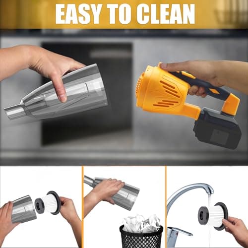 Cordless Handheld Vacuum Cleaner for DEWALT 20V Batteries, Portable Vehicle Vacuum Cleaner, with 3*Filters and 2*Extensible Tubes for Hard Floor Car Pet Hair Cleaning (with 2 * 5.0Ah Batteries) 6