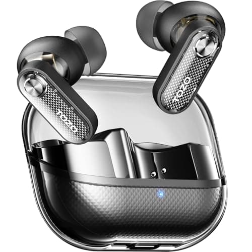 TOZO Crystal Pods Hybrid Active Noise Cancelling Wireless Earbuds, 10mm Drivers Deep Bass, 4 Mics Smart ENC AI Calls, Real-Time AI Translation, 32 EQ via App, Bluetooth 5.4, Crystal Design