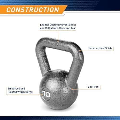 Marcy Hammertone Kettlebells, Ideal Workout Weights For Home Gym, Cast Iron, Black, 10lbs HKB-010 5