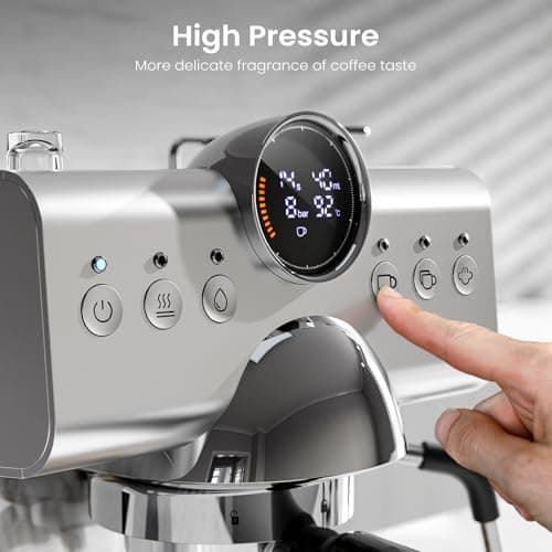 Kismile Espresso Machine with Cold Brew, Professional Espresso Maker with Milk Frother Steam Wand for Latte & Cappuccino, Espresso Coffee Machine with LED Display for Home Use(Stainless Steel) 3