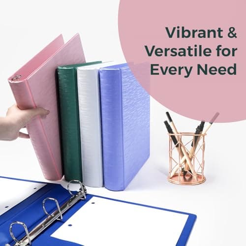 POPRUN 3 D Ring Binder 1 Inch, PVC-Free, Holds 225 Sheets of 8.5 x 11 Paper, Extra Durable Organizer with 2 Pockets for School & Office, Heavy-Duty, 2 Pack, Pink 6