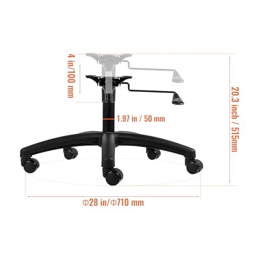 VEVOR Office Chair Base Replacement, 28", 2500 lbs Static Load, Heavy Duty Universal Computer Desk Chair Stool Part With 5 Casters, Gas Cylinder & Seat Plate, Black 9
