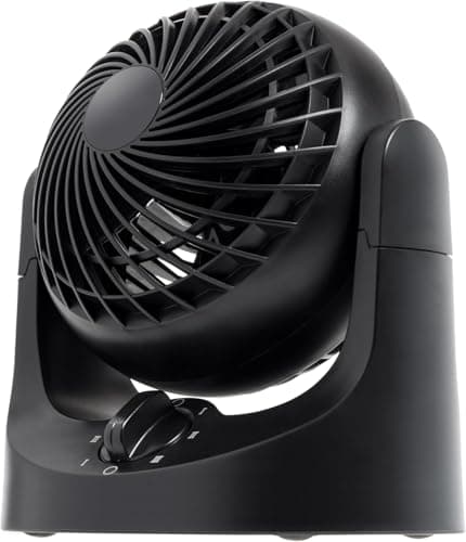IRIS USA WOOZOO Small Desk Fan, Air Circulator, 3 Speeds, 32ft Max Air Distance, 120° Adjustable Tilt, 27.5db Quiet Motor, Small Fan for Bedroom, Office, Dorm, Black