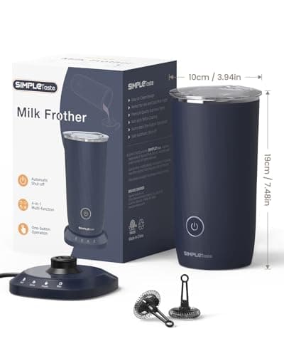 SIMPLETASTE Milk Frother, 4-in-1 Electric Milk Frother and Steamer, Automatic Warm and Cold Foam Maker and Milk Warmer for Latte, Cappuccinos, Dark Blue 7