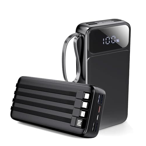 Portable Charger Power Bank 50000mAh- 7 Outputs & 3 Inputs USB-C PD 22.5W Fast Charging Powerbank Battery Pack with Built-in Cables and Ports LED Display for iPhone 16 15 14 13 Samsung Android iPad