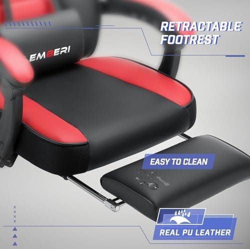 LEMBERI Video Game Chairs with footrest, Big and Tall Gamer Chair for Adults, 400lb Capacity, Racing Style Computer Chair with Headrest and Lumbar Support 7