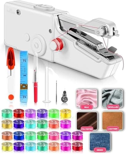 Rapid Sewing and User-Friendly Portable Handheld Sewing Machine, Mini Sewing Machine with Accessories Kit to Stitch Anywhere, Anytime