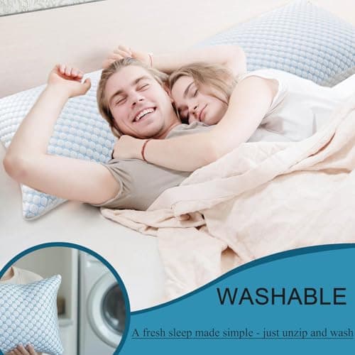 Mooppom Cooling Pillows for Sleeping, Shredded Memory Foam Cooling Pillow for Hot Sleepers, Adjustable Cool Bed Pillows for Side Back Stomach Sleepers(Queen) 6
