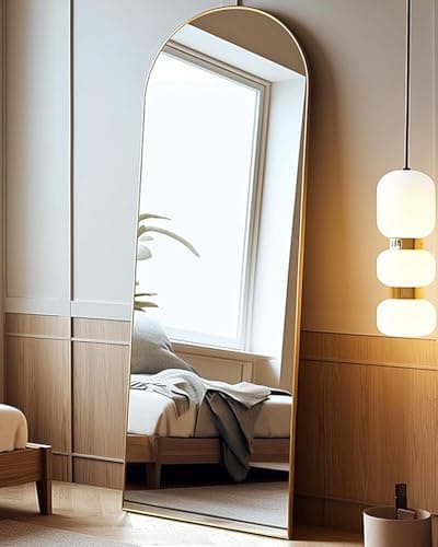 AyeWish Floor Mirror, Full Length Arched Standing, Wall Mounted or FreeStanding, 58"18" Large Aluminum Frame - Gold 5