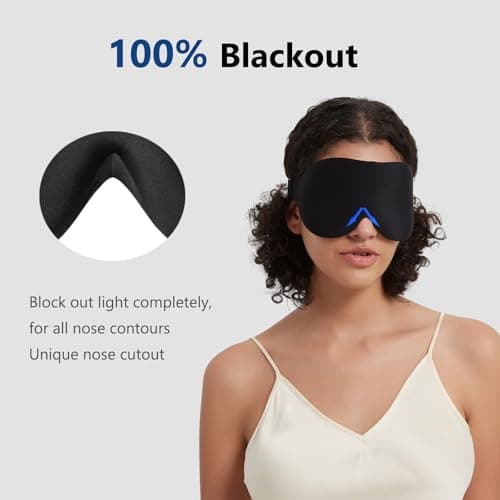 ALASKA BEAR Sleep Mask Memory Foam Contoured Eye Cups for Women and Men, Soft 3D Blackout Eye Mask for Sleeping No Pressure on Eyelids and Eyelashes Protection, Earplugs Set, Black 2