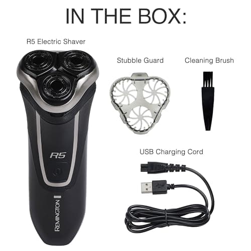 Remington R5 Style Series Rotary Shaver for Men, Smooth Glide for Sensitive Skin Comfort, Waterproof Rechargeable Electric Razor with Graphite Coating and Contour Technology 7
