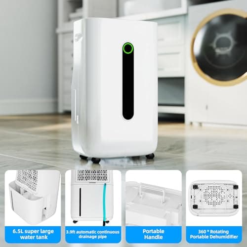 5000 sq.ft dehumidifier for basements with drain Hose, 80 pint dehumidifiers for home with 1.7 Gallons large Water Tank and 4 Modes Operation Auto Shut-off,24H Timer,Child Lock,Defrost,Silent 5
