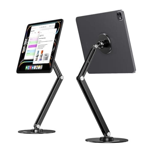 XAOSUN Tablet Stand Magnetic 16.9inches for ipad Stand Desk with Metal Circle Ring, Multi-Angle Desktop Adjustable Foldable Holder, 360°Rotation, Home Office Accessories 7