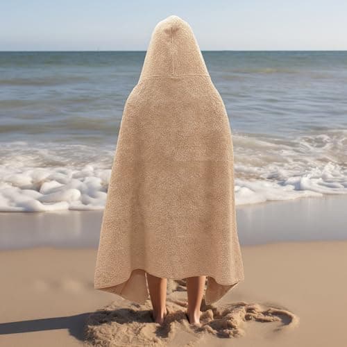 ORIGINAL KIDS Hooded Bath Towel Wrap - Ultra Soft 100% Cotton Terry Large Oversized Hooded Kids Towel - Toddler Big Kid Shower Pool Beach Towel - Absorbent Quick Dry Easy Care Gift - 30 x 54 - Linen 6