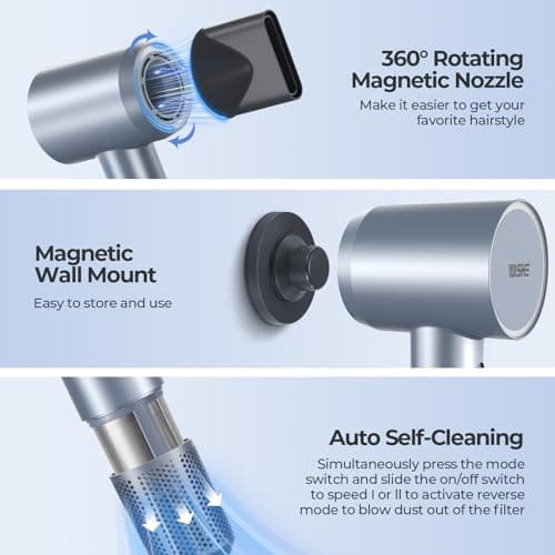 YASHE Hair Dryer, 110,000 RPM Professional Negative Ionic Hair Dryer with Diffuser, 1400W High-Speed Brushless Blow Dryer for Fast Drying, Low Noise for Home and Travel 6