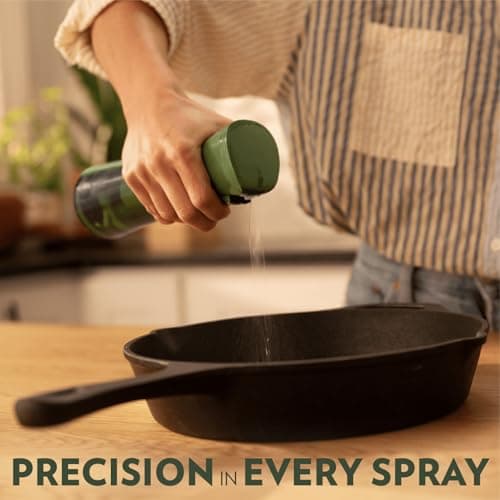 FLAIROSOL OLIVIA Oil Sprayer for Cooking, 200ml Glass Olive Oil Sprayer, Continuous Cooking Spray with Portion Control, Oil Dispenser for Kitchen, Air Fryer, Salad, BBQ (Green Bottle, Gold Print) 8