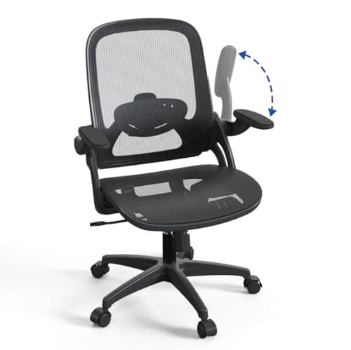 KIZECK Full Mesh Office Desk Chair with Height Adujstable Lumbar Support Flip Up Padded Armrests for Child and Adult