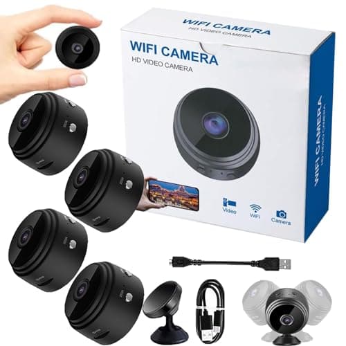 2026 New Magnetic Mini Security Camera 1080p Outdoor and Indoor Use Home Security Camera Night Vision Motion Detection (Black*4)