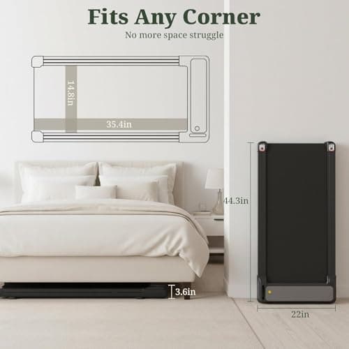 Walking Pad Treadmill, 3 in 1 Portable Under Desk Treadmills for Home Small Space, Quiet Compact Folding Treadmill with Remote Control, 320 LBS Capacity, Jet Black 7