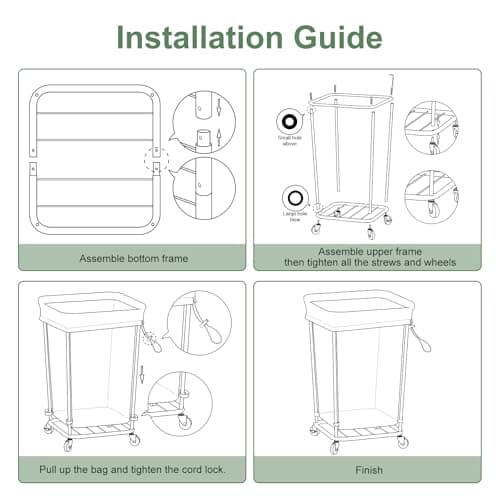 Mefirt 160L Laundry Basket with Wheels, 2 Section Large Rolling Laundry Hamper Bag with Wheels, Clothes Hamper Cart for Laundry, Bedroom, Bathroom and Dorm 8