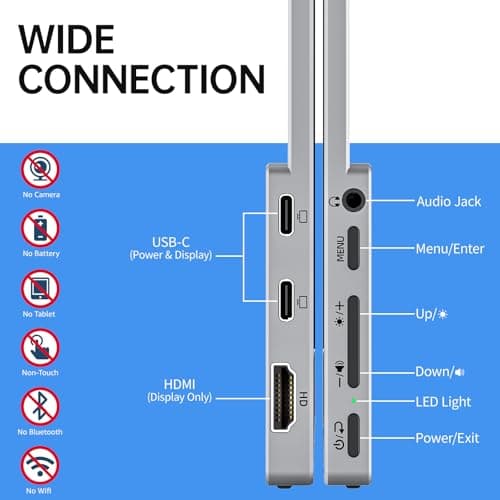 VisionOwl Portable Monitor 15.6 Inch 1080P FHD 85% sRGB Second Screen, USB-C HDMI HDR FreeSync Travel Monitor for Laptop PC MacBook PS5 Xbox, VESA Mountable, with Speakers, Cover Stand, Silver 6