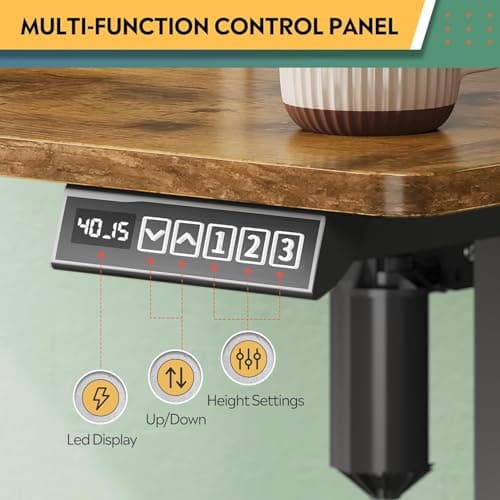 DEVAISE 48×24 Inch Electric Standing Desk with Drawers, Computer Desk with 3 Adjustable Height, Storage Shelf, Built-in 2 AC + 2 USB Outlets and Memory Preset, Sit to Stand Desk for Home Office, White 6