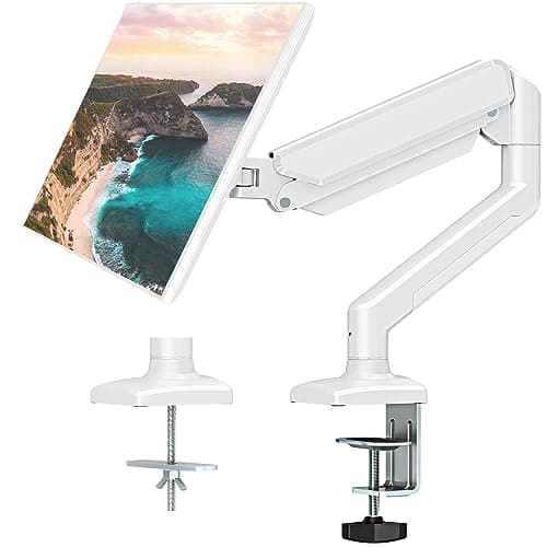 ErgoFocus Single Monitor Mount Arm Fits up to 32 Inch, Desk Mount Holds 4.4-19.8lbs Computer Screen, Full Motion Gas Spring,VESA, White