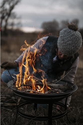 Gas One 22 in Outdoor– Wood Burning Fire Pit with Mesh Lid and Fire Picker – Durable Alloy Steel Fire Pits for Outside – Small Fire Pit for Backyard, Porch, Deck, Camping, BBQ 7