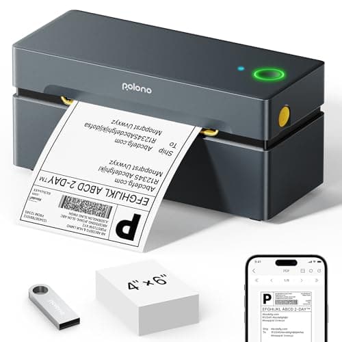 POLONO Bluetooth Thermal Shipping Label Printer, Wireless 4x6 Shipping Label Printer for Small Business, Support iOS, Android, Windows, Mac. Compatible with Amazon, Ebay, Shopify, Etsy, USPS (Grey)