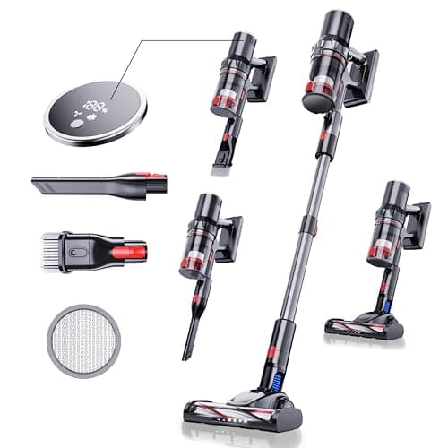 Silino Cordless Vacuum Cleaner 250W/25Kpa, Stick Vacuum Cleaners for Home with 40 Mins Max Runtime Rechargeable Powerful Suction Handheld Vacuum for Home, Hard Floor, Carpet, Shutters, Pet Hair, Car