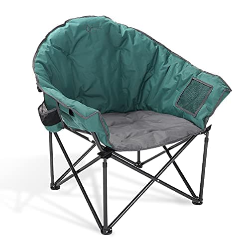 ARROWHEAD OUTDOOR Oversized Heavy-Duty Club Folding Camping Chair with Pocket, Cup Holder, Portable, Padded, Moon, Round, Saucer, Supports 330lbs, Carrying Bag