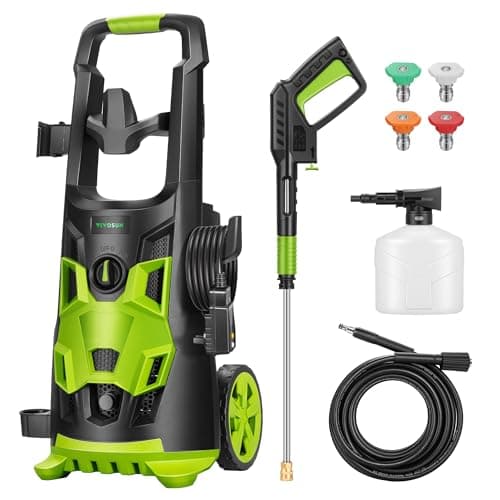 VIVOSUN Electric Pressure Washer, 2500 Max PSI, 32" Power Washer, Water Pressure Washer, 4 Nozzles, 500ML Soap Cannon, 25FT Hose Pressure Cleaner for Cars, Fences, Driveways, Patios, Decks