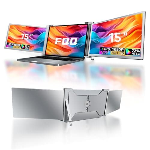 FQQ Laptop Screen Extender, 15-inch Triple Portable Monitor for Laptop with Ultra-Slim FHD IPS Display, USB-C Plug and Play Extended Screen Compatible with MacOS, Windows for 15-17.3" Laptops