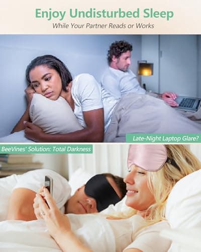 BeeVines 100% Real Mulberry Silk 2 Pack Sleep Mask, Natural Pure Silk Eye Masks with Adjustable Strap for Sleeping, 100% Block Light Eye Sleep Shade Cover, Reduces Puffy Eyes Traveling Gifts 6